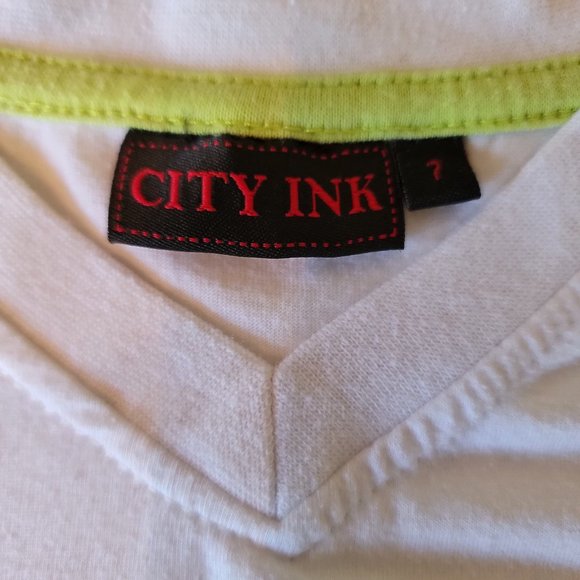 City Ink Boys Shirt Wild Life 82 White Blue and Orange Size 7 - Picture 4 of 4